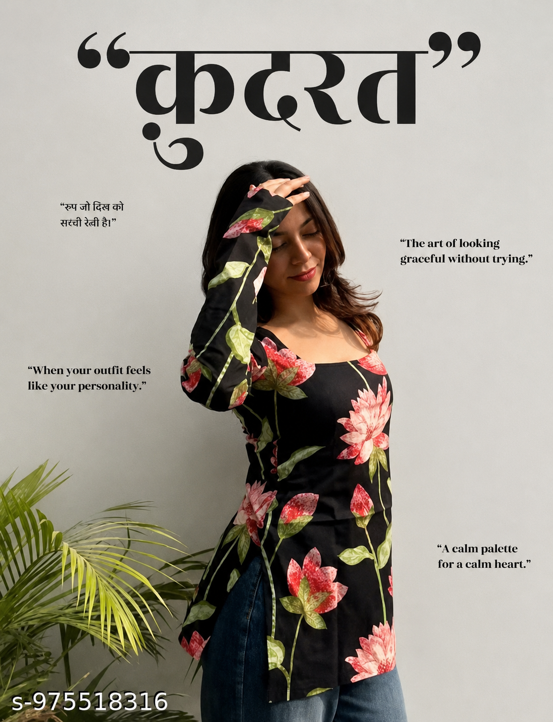 Black printed top for women and girls sort kurti party and festival wear