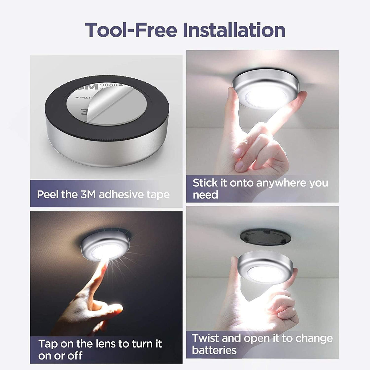 Stick-On LED Bright Lights – Wireless Push Light for Home, Kitchen & Wardrobe | Pack of 2