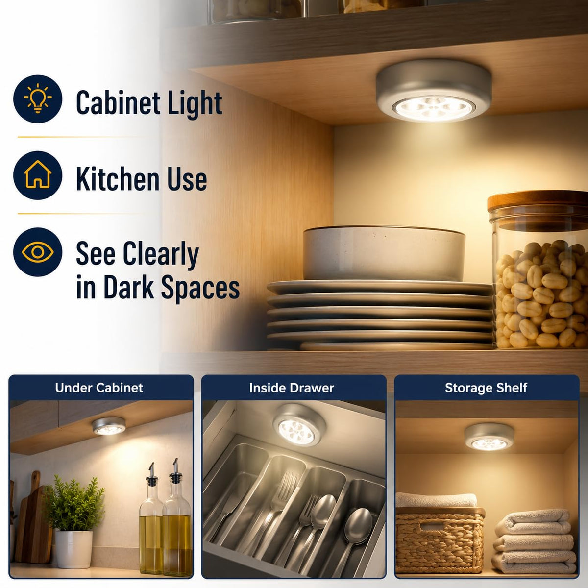Stick-On LED Bright Lights – Wireless Push Light for Home, Kitchen & Wardrobe | Pack of 2
