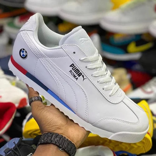 White Casual Lace-Up Sneakers for Men | Lightweight Everyday Walking Shoes