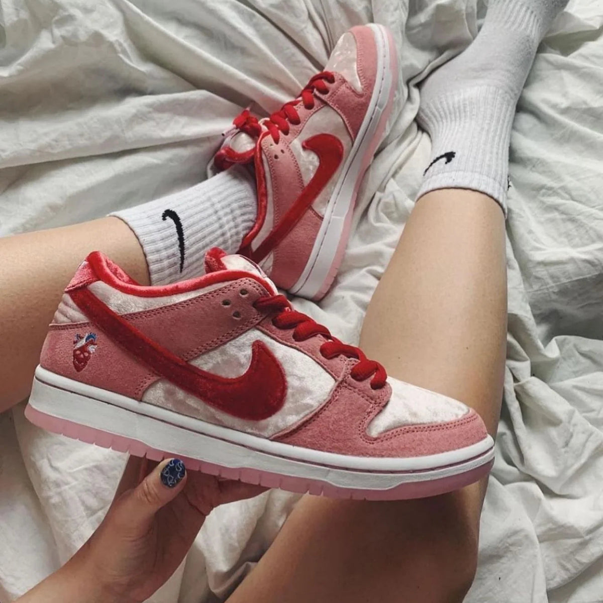 StrangeLove x Dunk Low SB Valentine's Day Sneakers | Pink & Red Casual Shoes for Men & Women