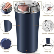 Multifunctional Electric Coffee Grinder | Stainless Steel Portable Spice & Coffee Bean Grinder