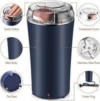 Multifunctional Electric Coffee Grinder | Stainless Steel Portable Spice & Coffee Bean Grinder