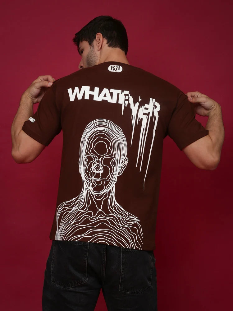 Round Oversized Unisex Maroon T Shirt, Half Sleeves