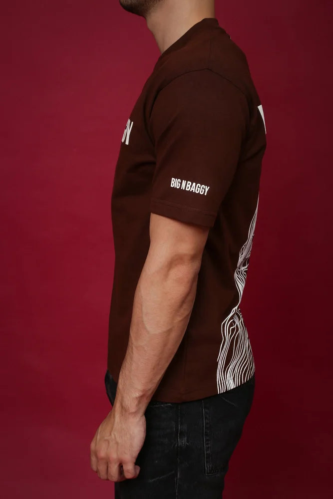 Round Oversized Unisex Maroon T Shirt, Half Sleeves