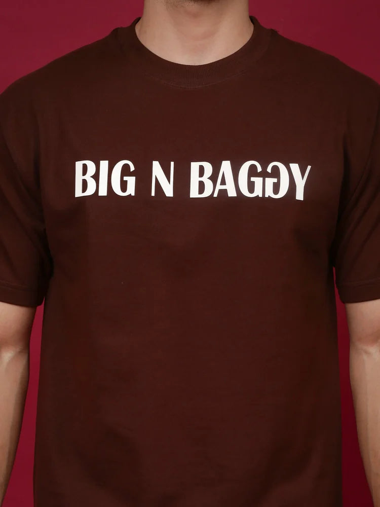 Round Oversized Unisex Maroon T Shirt, Half Sleeves