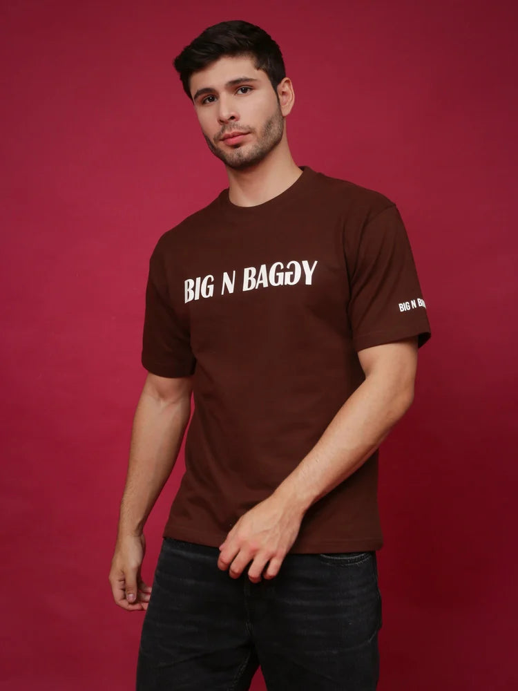 Round Oversized Unisex Maroon T Shirt, Half Sleeves