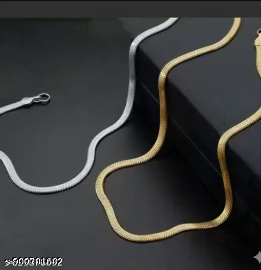 Silver & Gold Chain Combo for Men & Women | Stylish Adjustable Daily Wear Necklace Set